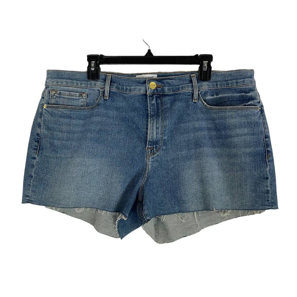 Frame Denim shorts blue Le Cut Off raw fray hem